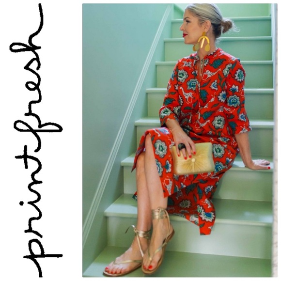 NWT Print Fresh + Pencil & Paper Co. Orange Floral and Animal Print Dress - Picture 9 of 12